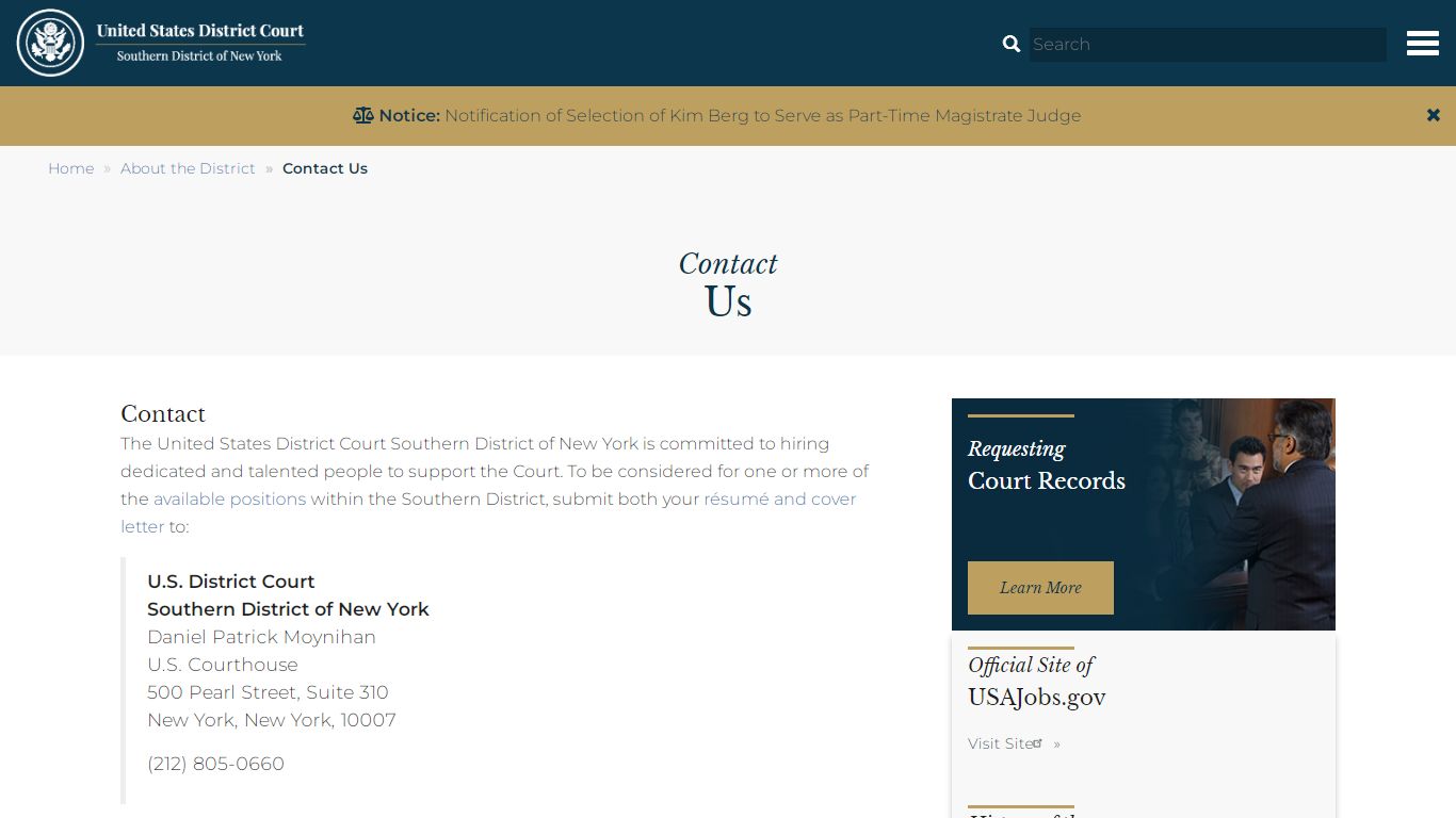 Contact Us | U.S District Court - United States Courts