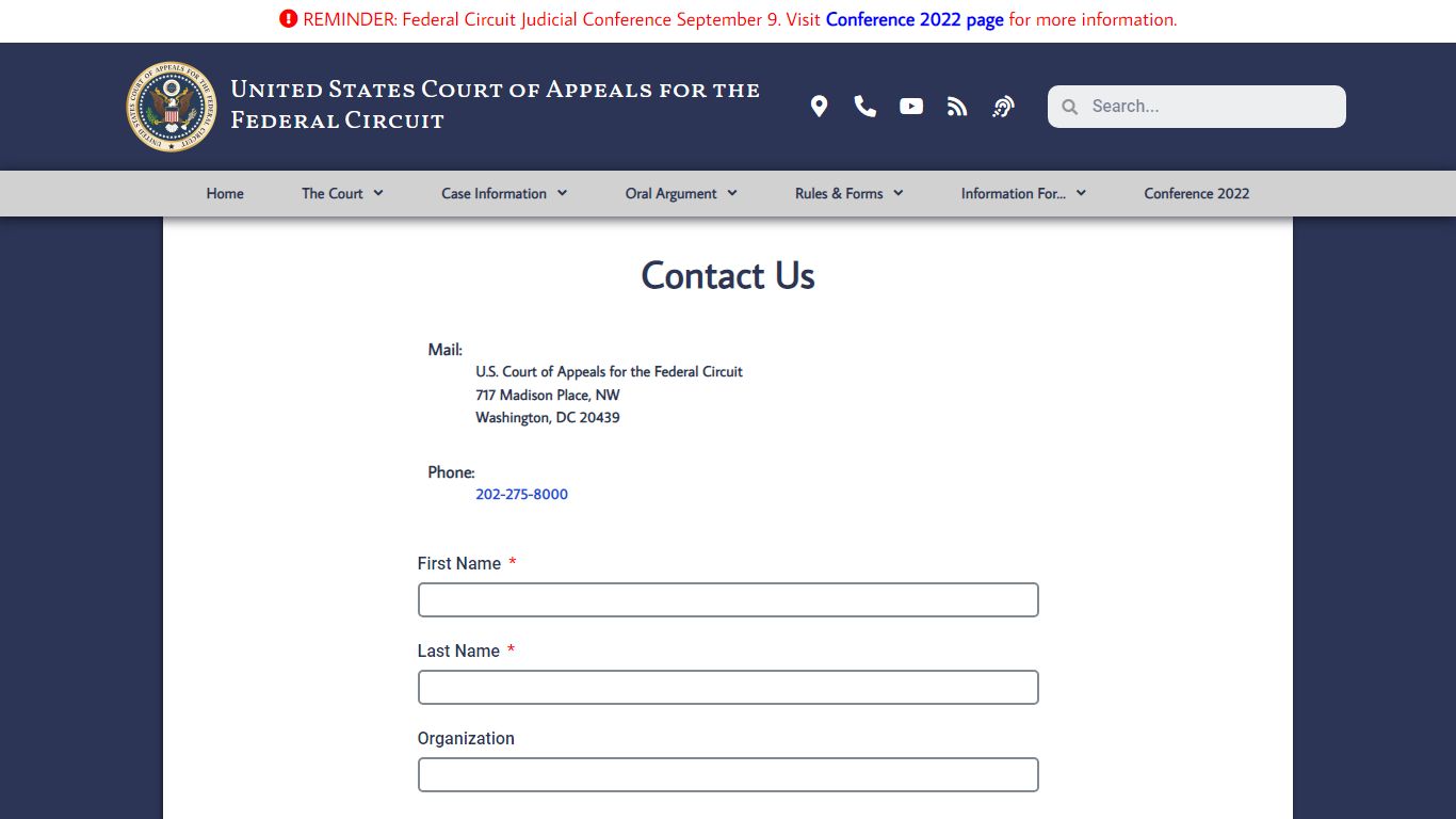 Contact Us - U.S. Court of Appeals for the Federal Circuit